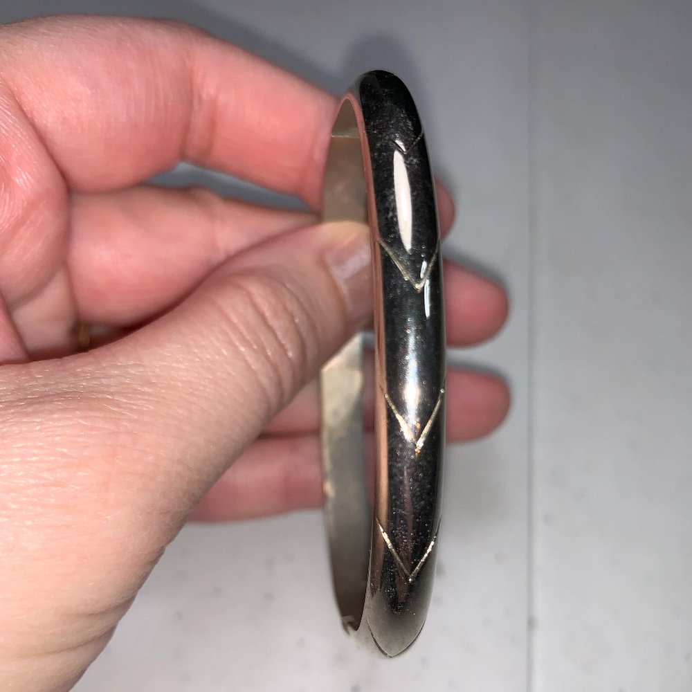 Silver-Tone Chevron Bangle Bracelet